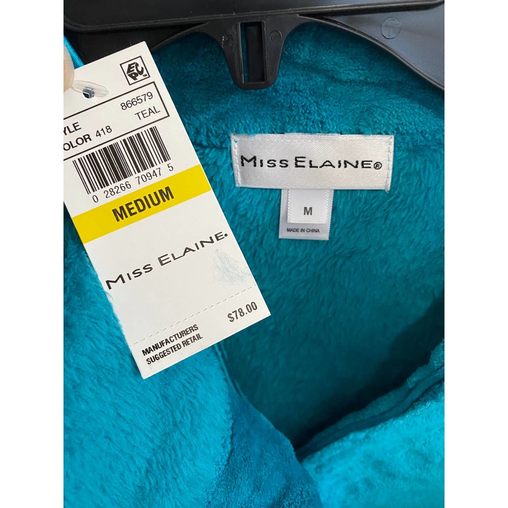 LAST ONE-Miss Elaine  Fleece Long Zipper Robe- Teal NWT - Picture 8 of 10